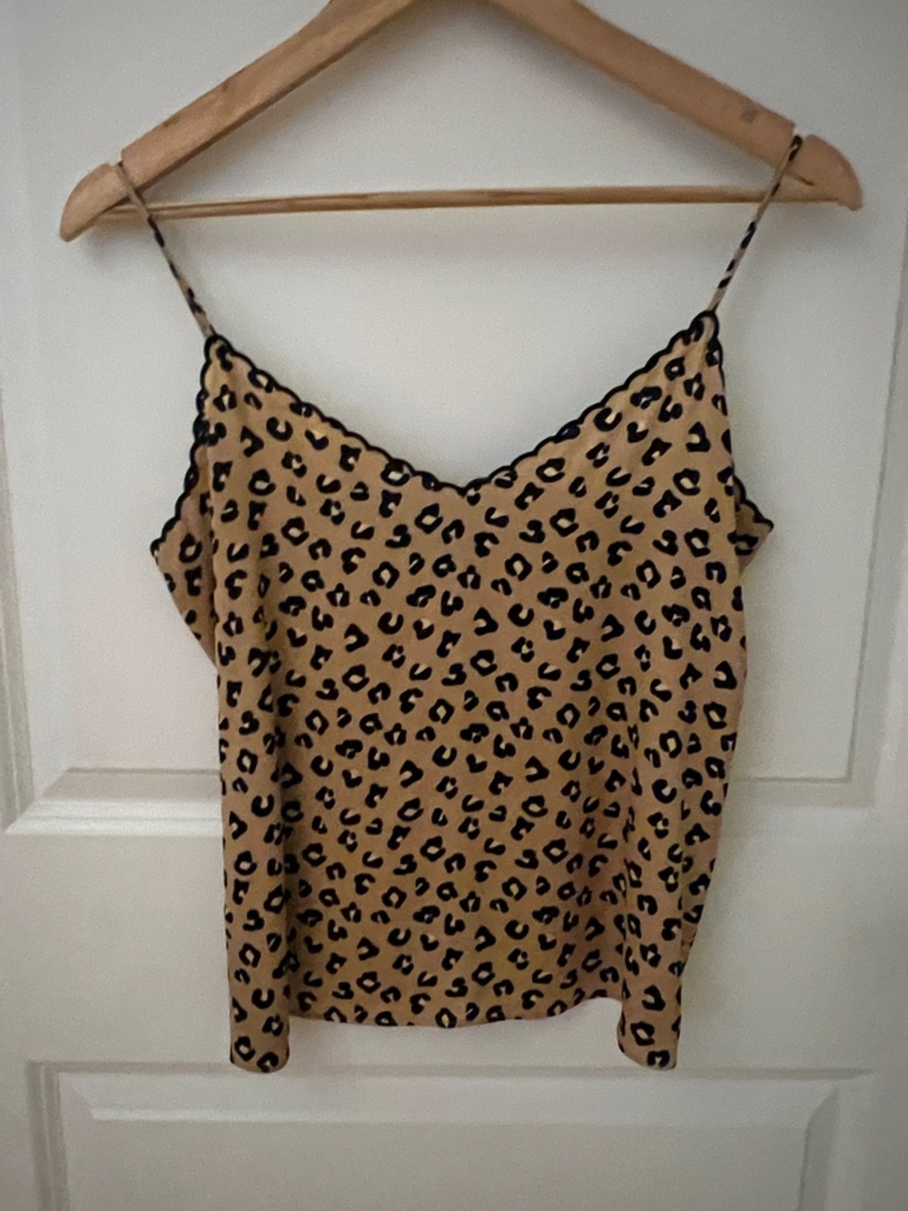 Sezane Leopard Print Spaghetti Strap Cami in Tan and Black